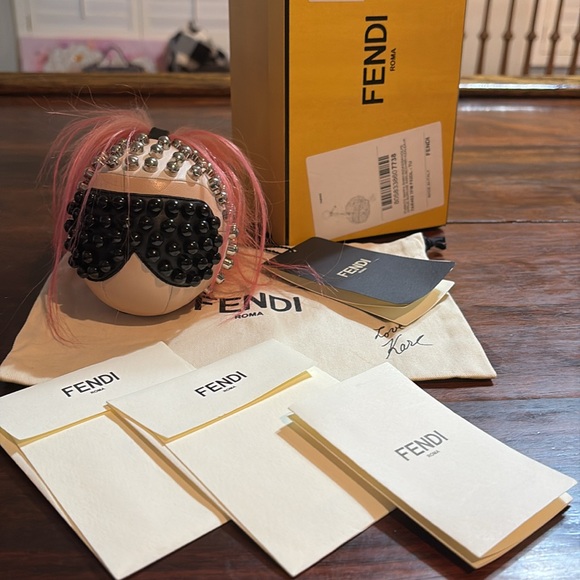 FENDI Punkito Nappa Leather Studded Bag Charm - Picture 3 of 6